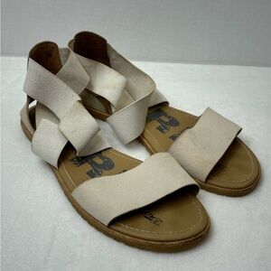 Sorel Ella Woman’s Slip On Ancient Fossil Cream Strappy Low Heel Sandal Size 9